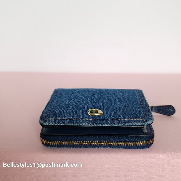 COACH Billfold Small Wallet in Denim Fabric-Deep Blue color ⭐ - Picture 10 of 16